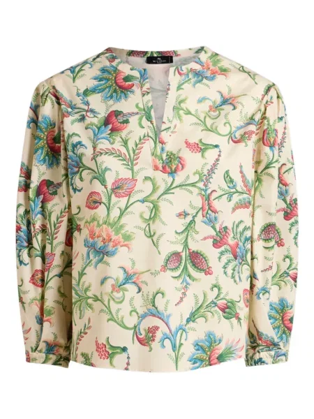 Top Etro cu model floral cu decolteu în V