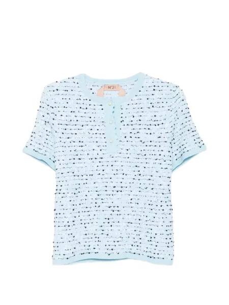 Koszulka polo N°21 z falbankami niebieska