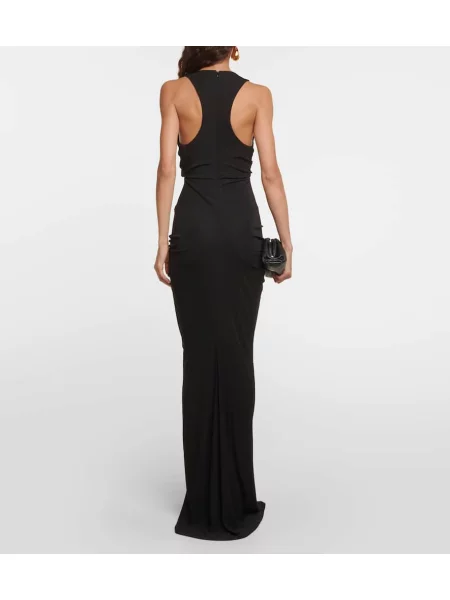 Rochie maxi Christopher Esber din jerseu de costum negru