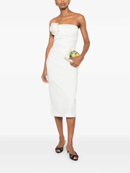 Rochie midi Bernadette fără bretele alb