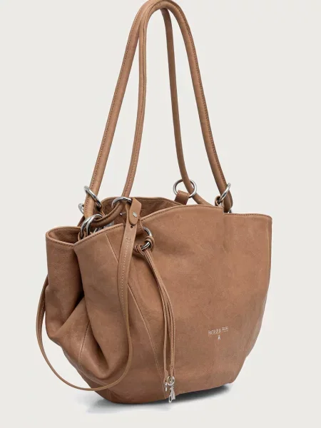 Geantă shopper Patrizia Pepe din piele bej