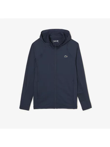 Lacoste Bluza Sport Z Kapturem I Wysokim Kołnierzem Zapinana Na niebieska