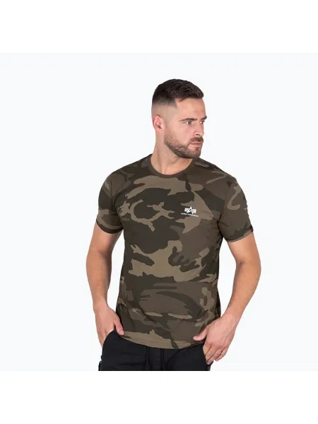 Tricou pentru bărbați Alpha Industries Basic Small Logo Camo olive camo kaki