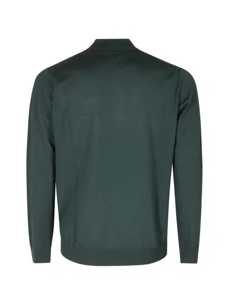 Lung tricou polo Paolo Pecora de lână verde