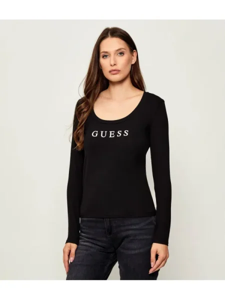 Hosszú ujjú hosszú blúz Guess fekete