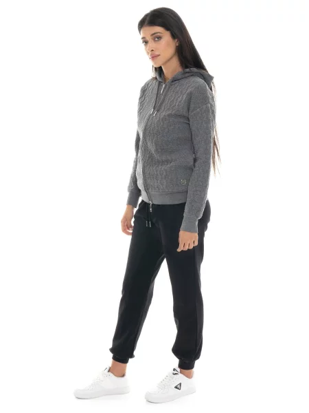 Bluza Leone Apparel Braid z kapturem i zamkiem z dzianiny na zimę szara
