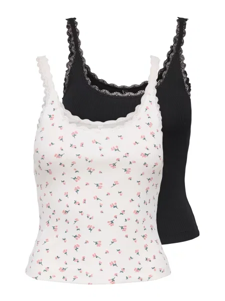 ONLY Top ONLFENJA verde / roz / negru alb