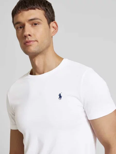 T-shirt o kroju custom slim fit z wyhaftowanym logo Polo Ralph Lauren biała
