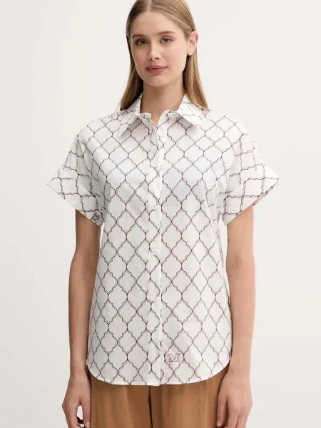 Max Mara Beachwear cămașă din cu guler clasic regular alb
