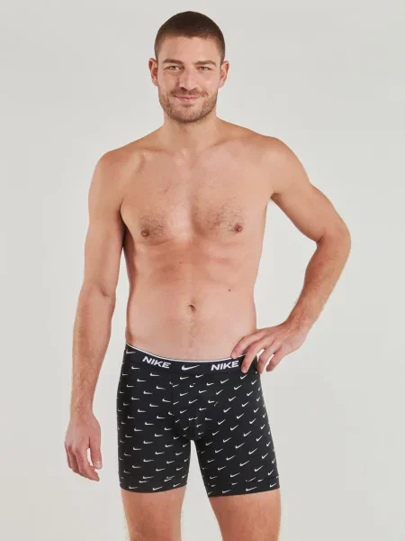 Férfi boxeralsók Nike Everyday Cotton Stretch 3 pairs swoosh print/grey/university blue. Méret: S szürke