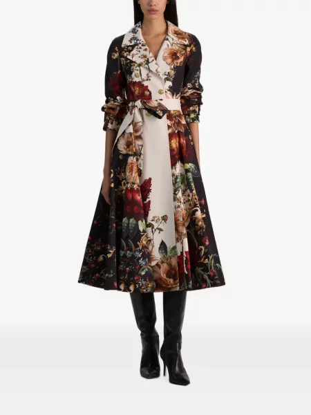 Тренчкот Alice + Olivia на цветя с принт черно