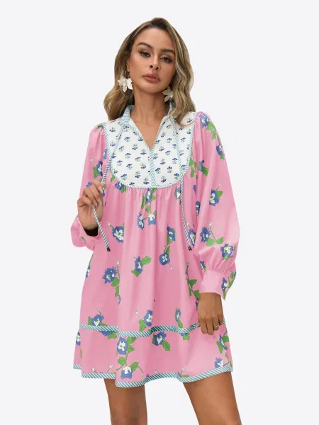 Imily Bela Rochie safir / verde / roz pal alb