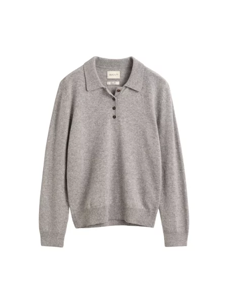 Sweter Gant wełniany z okrągłym dekoltem szary