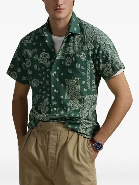 Haftowana koszulka polo Polo Ralph Lauren w paski ze sznurkiem niebieska
