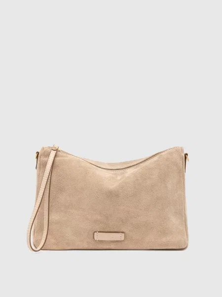 Замшева сумка крос-боді Nora з логотипом Gianni Chiarini бежева