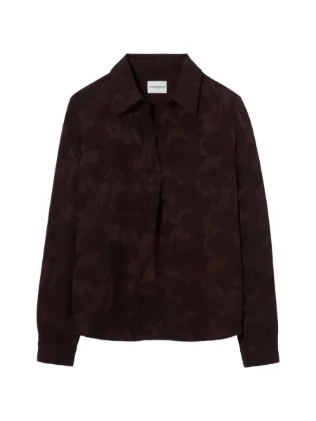 Lung tricou polo Claudie Pierlot cu model floral cu imagine maro