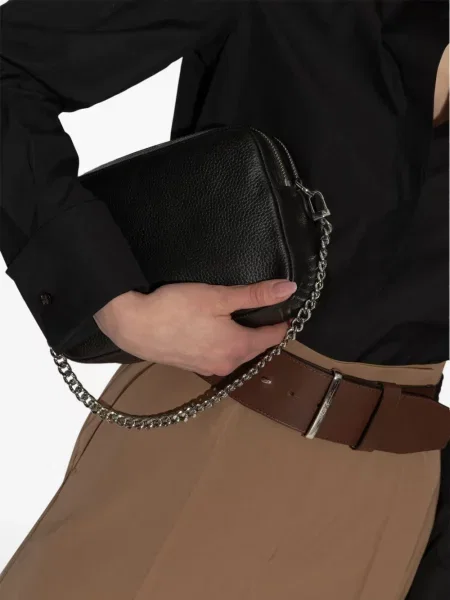Кожена кожена чанта Michael Michael Kors черно