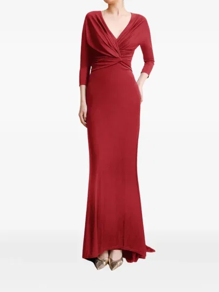 Sukienka maxi Gemy Maalouf z dekoltem w serek drapowana czerwona