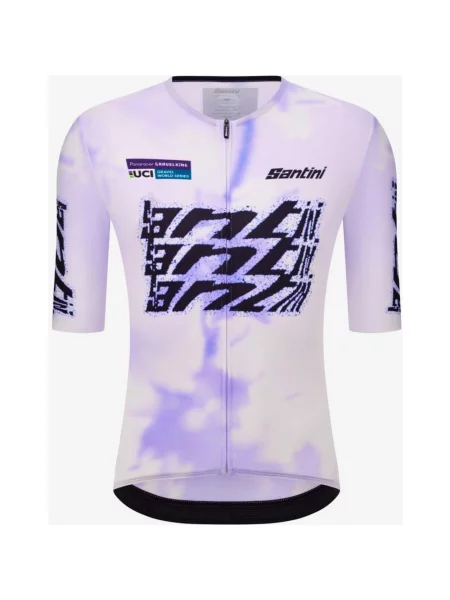 Koszulka rowerowa Santini x UCI Gravel World Series z krótkim rękawem Slim fit jasny S fioletowy