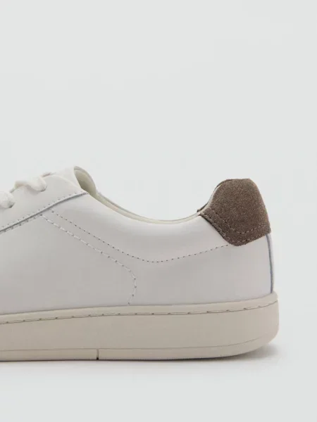 Buty sportowe skórzane z kontrastowymi wstawkami Mężczyzna 39 MANGO MAN biały