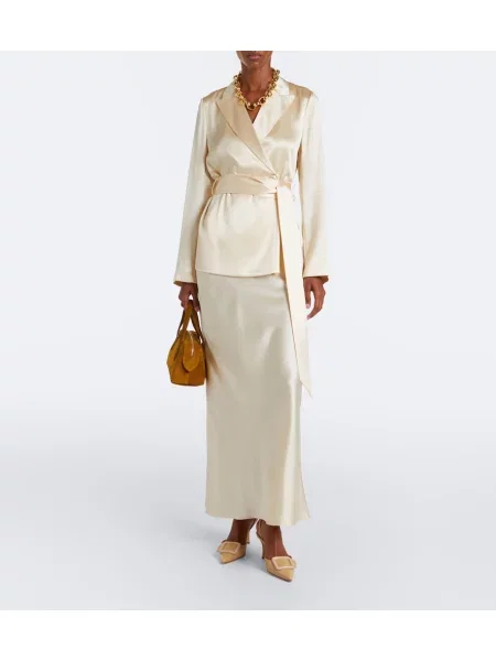 Fusta maxi Joseph din satin alb