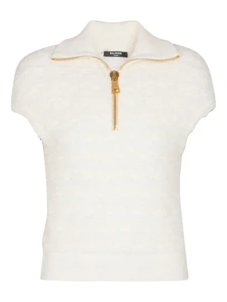 Top Balmain scurt alb