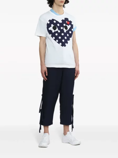 Raštuotas marškinėliai Comme Des Garçons Play su širdelėmis balta
