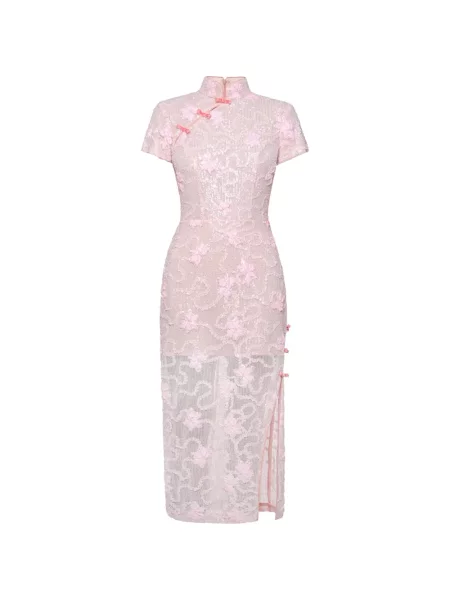 Rochie maxi Anouki cu paiete cu model floral roz