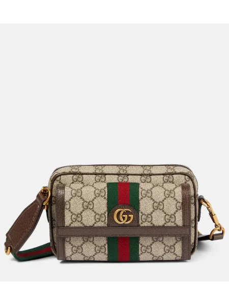 Vászon crossbody táska Gucci Ophidia barna