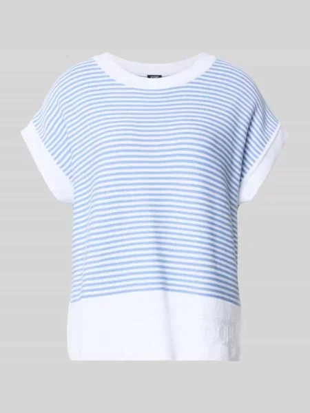T-shirt z czystej bawełny w imitacja dzianiny model Kipe' Joop! błękitna