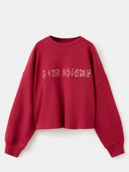 Oversize’owa bluza z wypukłym napisem kasztanowy Dzieci lata MANGO KIDS