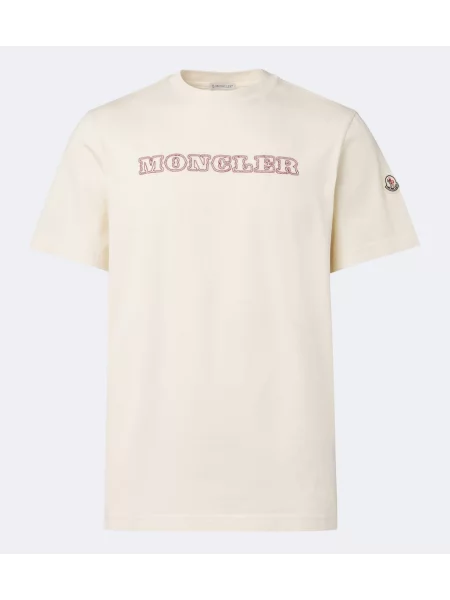 Tricou Moncler cu broderie din jerseu alb