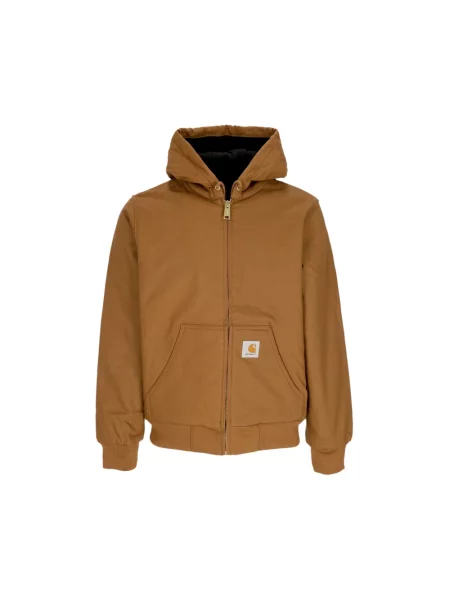 Kurtka Carhartt Wip z kapturem z logo brązowa