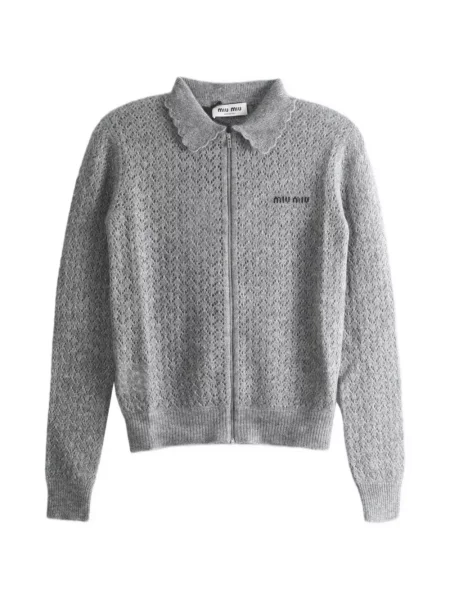 Cardigan Miu Miu de mătase gri
