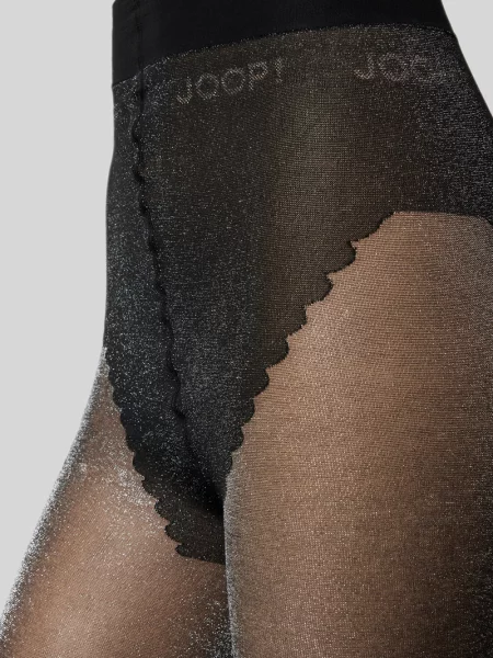 Rajstopy z elastycznym pasem i detalem z logo Joop! Collection czarne