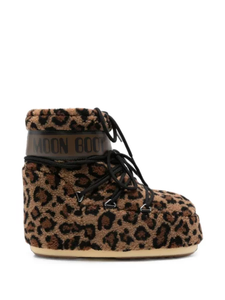 Botine Moon Boot din fleece cu imagine cu model leopard maro