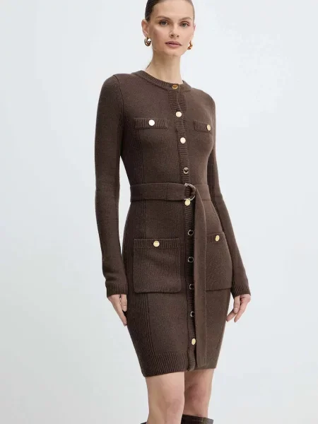 Haljina s dodatkom kašmira Marciano Guess AFRAH smeđa