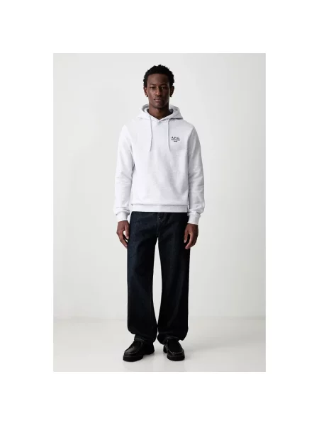Bluza z kapturem A.p.c. z kapturem z logo szara