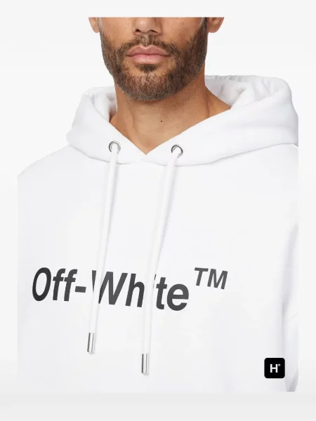 Hoodie Off-white με σχέδιο με κορδόνι λευκό