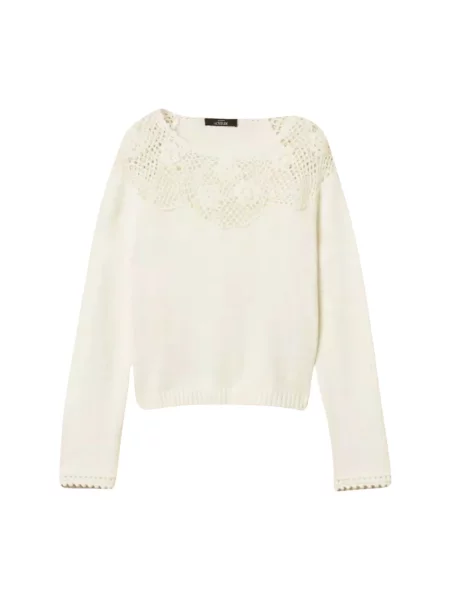 Sweter Twinset wełniany biały