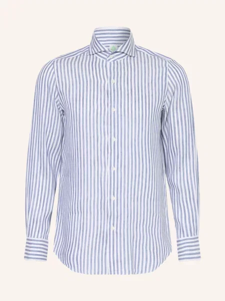 Finamore Košile Tokyo Sergio Slim Fit S Lnem tmavě modrá bílá