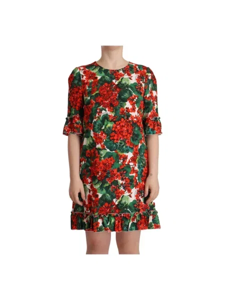 Sukienka mini Dolce And Gabbana z nadrukiem biznesowa czerwona