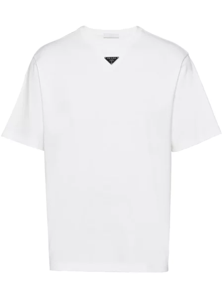 PRADA T-SHIRT シルク Koszulka Prada Crew Neck. biała | Shopsy