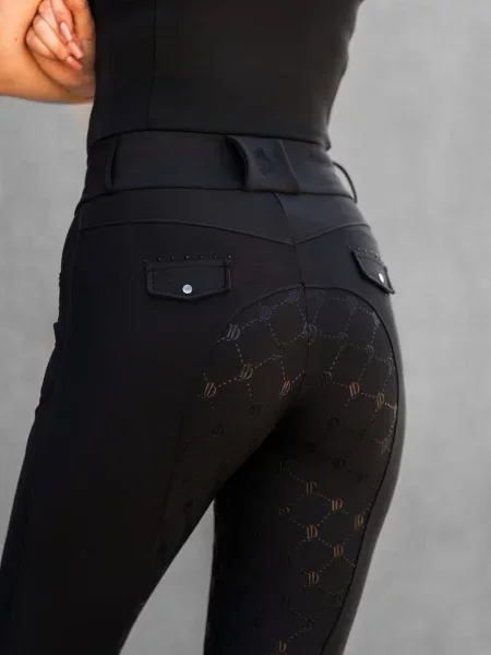 Legginsy jeździeckie z pełnym lejem JD ATTACK Elite czarne