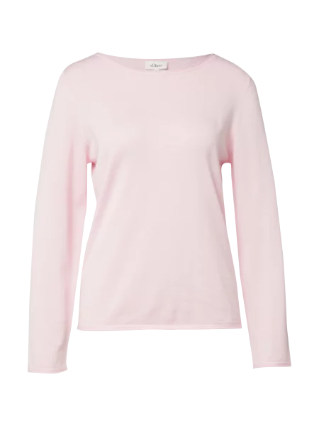 Sweter z cienkiej dzianiny z podwiniętymi brzegami różowy