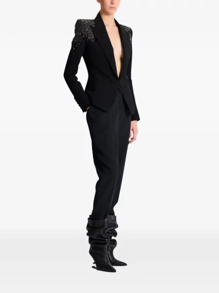 Geacă Balmain cu broderie din crep negru