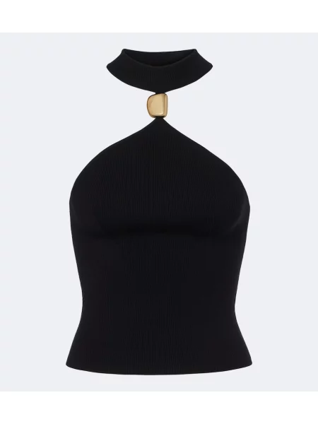 Top Simkhai de lână cu gât halter negru