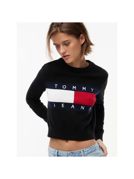 Tommy Jeans Svetr námořnická modř / červená bílá černá