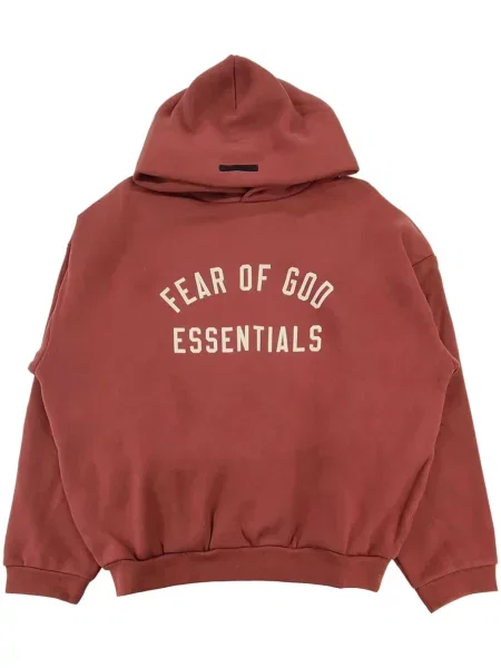 Hanorac cu glugă Fear Of God Essentials cu imagine roșu