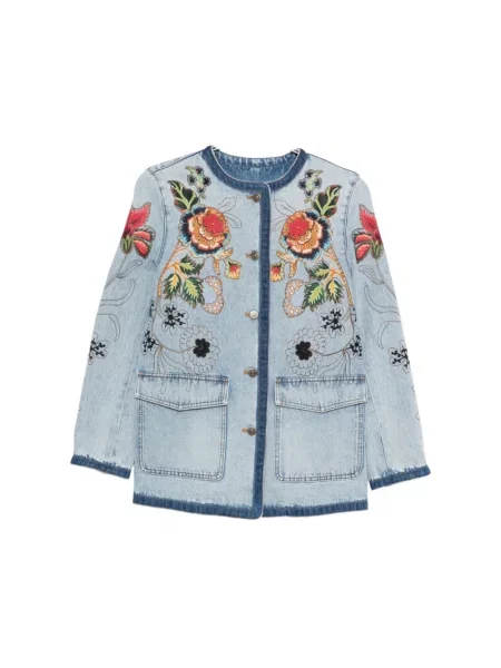 Lniana kurtka Valentino niebieska